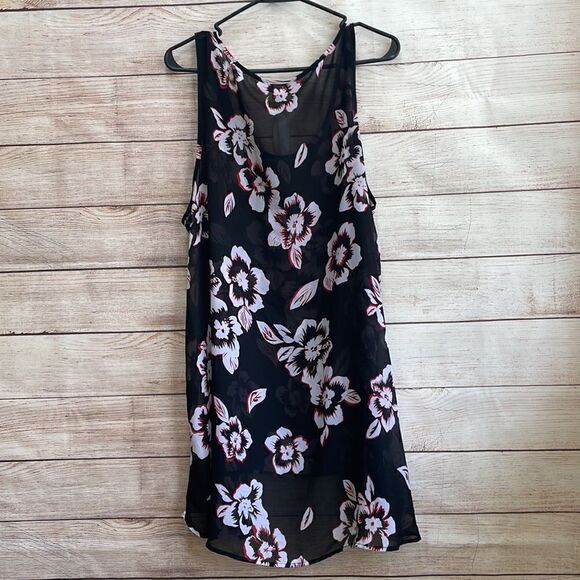 TORRID SWIM‎ COVERUP IN BLACK AND RED FLORAL PRINT - Picture 5 of 5